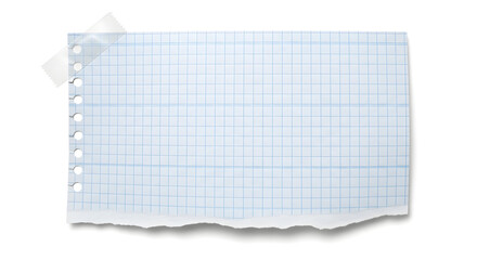 Torn graph paper note with tape attached, perfect for annotations and reminders