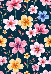 Seamless pattern of delicate watercolor flowers in soft pastel colors, perfect for textile design or wallpaper, flowers, floral, wallpaper