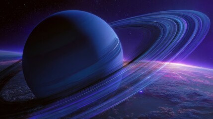 The blue planet in space. Astronomical wallpaper.