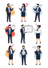 Business people discussing and presenting ideas in a meeting.