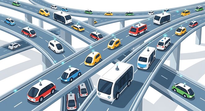 Cars on Overpass Roads.