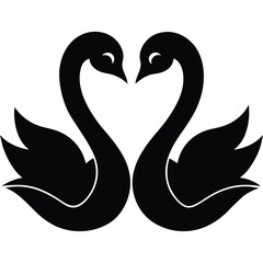 swan heart shaped necks vector icon