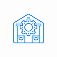 warehouse with gear icon sign vector