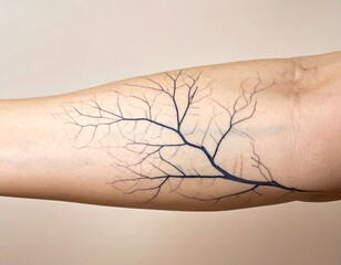 Intricate tree branch tattoo on forearm