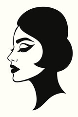 Glamorous female face silhouette with makeup and bold