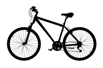 Black silhouette bicycle. Isolated on white background, 3D illustration