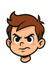 Angry boy face cartoon character, vector expression.