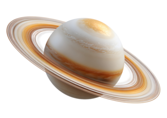 Planet Saturn icon, realistic ringed gas giant isolated illustration. Isolated on transparent background.

