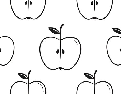 Simple black and white apple slice pattern