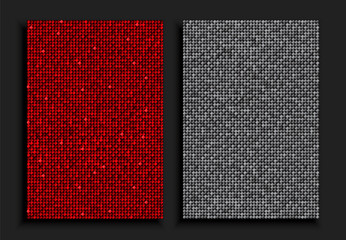 Poster red and silver sequins, glitters, sparkle