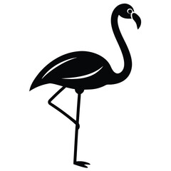 flamingo standing on one leg vector icon