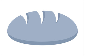 Vector art of a cartoon illustration of a loaf of bread, the bread is a light blue color and has three distinct cuts on top, giving it a stylized appearance