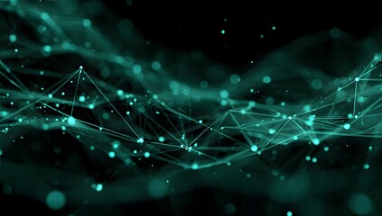 Digital Neural Network Abstract with Glowing Teal Nodes and Web Connections
