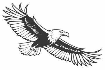 Flying Bald Eagle Vector Illustration - American Bird of Prey Mascot