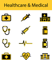 Medical Healthcare Icons for Hospital and Clinic