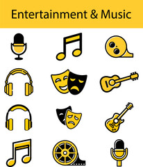 Creative Icons Representing Music, Film, and Theater