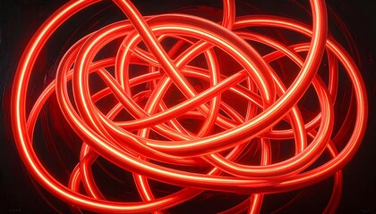 An abstract tangle of glowing red tubes intertwined on a dark background