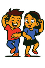 Couple making silly dance moves