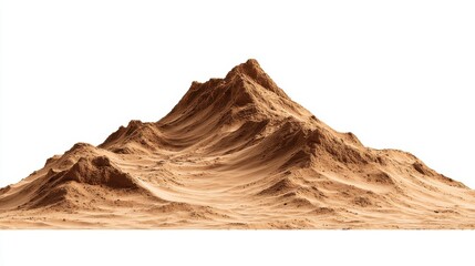 Isolated mountain range landscape on white background, desert terrain, arid environment, side view, digital art