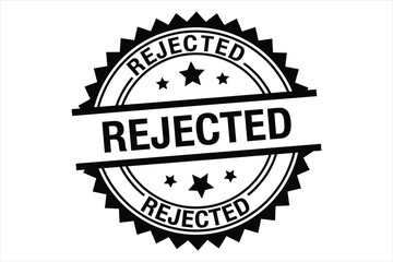 Vector art of black rejected stamp signifies disapproval, denial, and negative feedback, indicating something has been turned down or deemed unacceptable