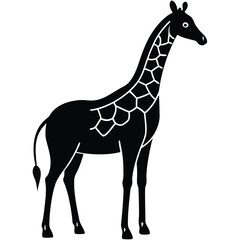 giraffe standing outline vector icon
