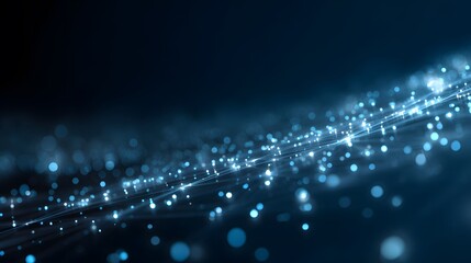 Glowing Fiber Optic Abstract with Blue Light Particles and Digital Motion

