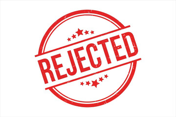 Vector art of rejected stamp, a clear symbol of disapproval and denial, perfect for illustrating quality control, feedback, and the review process in a concise design