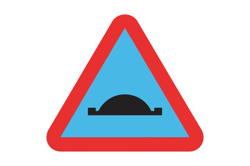 Vector art of a triangular road sign warning of a speed bump ahead, alerting drivers to reduce speed for safety