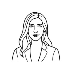 woman with long hair vector line art