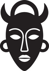 African mask clip art silhouette vector for culture, tradition, heritage, ritual, and artistic design.
