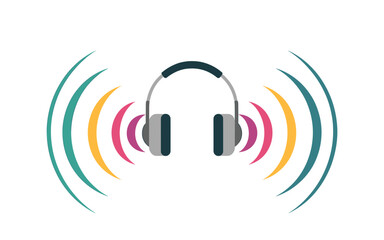 Fototapeta premium Vibrant Headphones Icon with Sound Waves for Music, Audio, and Communication Concepts; Modern Design Element for Creative Projects, Backgrounds and Audio Visual Concepts