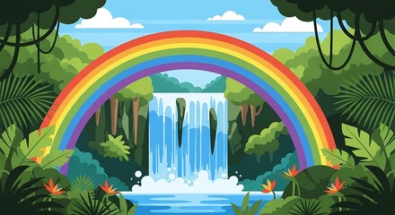 Jungle Waterfall Rainbow. (1)