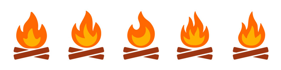 campfire icon. Fire with wood symbol