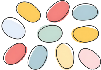 Pastel jelly beans, cute cartoon candy illustration assorted colors. Isolated on transparent background.

