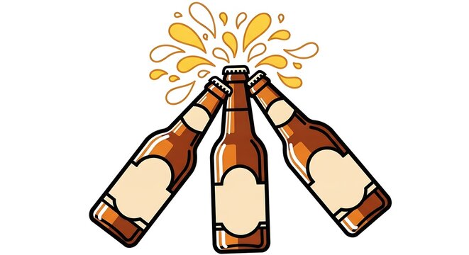 Beer bottles cheering. - Powered by Adobe