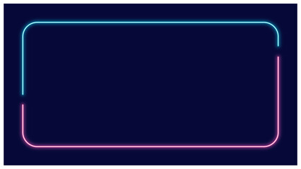 シンプルな長方形ネオン線フレーム背景 水色 ピンク