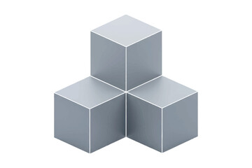 Vector art of isometric illustration of three stacked cubes, , creating a geometric and modern design with clean lines and a minimalist aesthetic