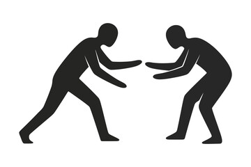 Vector art of two people reaching out to each other a symbolic representation of connection, support, and collaboration between individuals