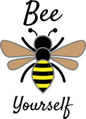 Bee illustration with motivational quote Bee Yourself