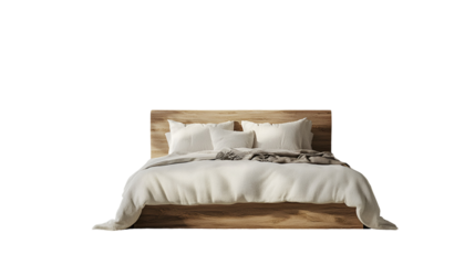 Modern Bedroom with Bed Wood Platform and Minimalist Decor in Neutral Colors