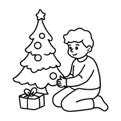 Christmas Coloring Book | Cozy Christmas Morning Line Art Vector
