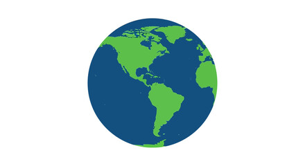 A stylized illustration of planet earth, showcasing north and south america, set against a clean white background
