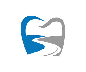 Tooth with river design in blue and gray colors