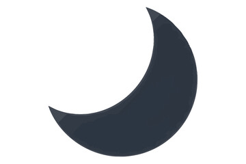 Illustration of a dark blue crescent moon, representing night, sleep, and lunar phase in astronomy and celestial events