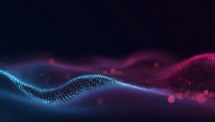 Pink to Blue Digital Mesh Waveform on Black Background for AI, Data, or Abstract Tech Design

