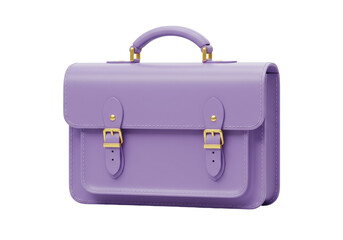 Lavender satchel bag isolated PNG, stylish leather briefcase with gold buckles for fashion accessory and school supply