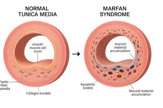 Comparison of Normal Artery Tunica Media and Marfan Syndrome Affected Artery