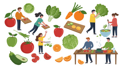 vegetables on white background