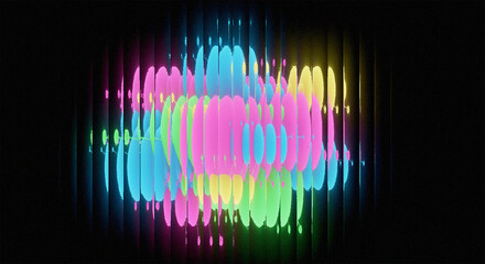 Abstract vibrant neon glow effect digital art with vertical streaks of pink blue yellow and green lights