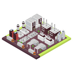Industrial Factory and Warehouse Building Isometric